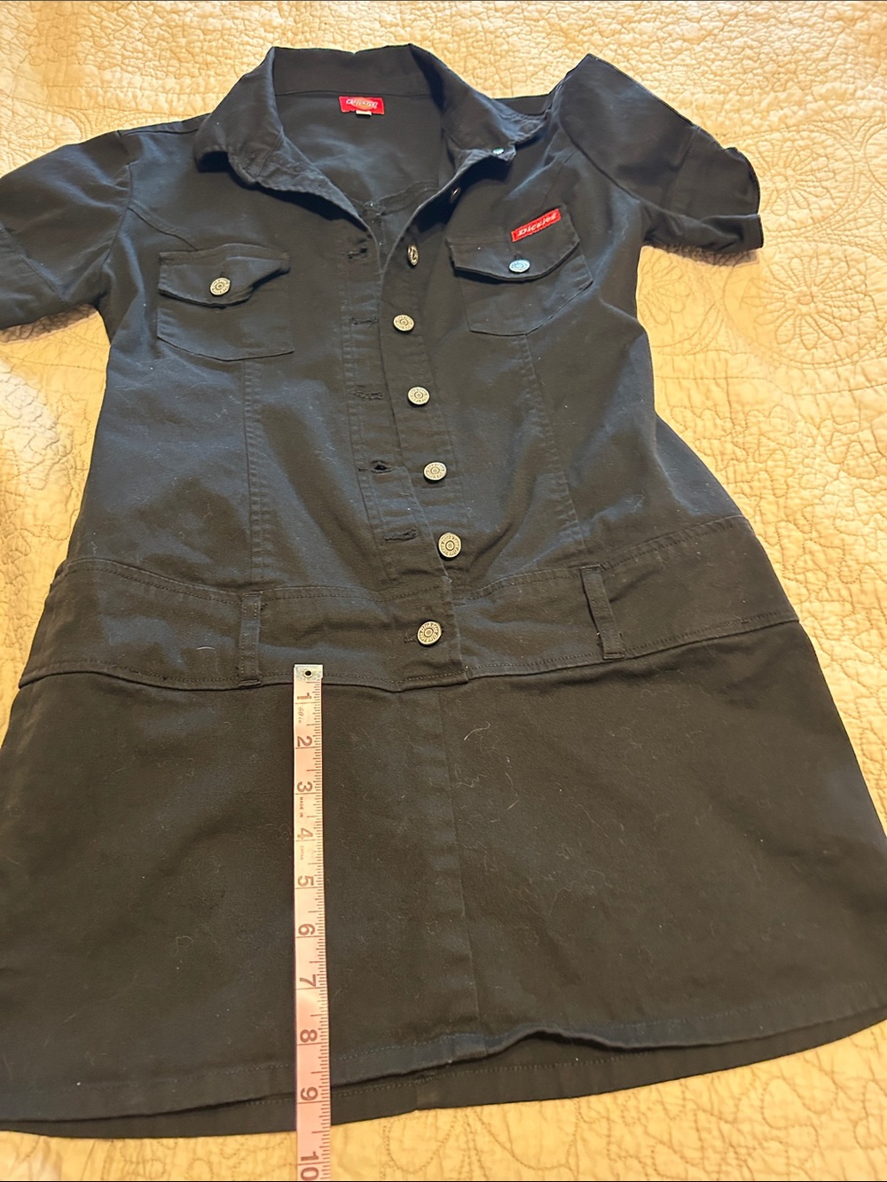Dickies Black Short-Sleeve Button-Front Casual Dress